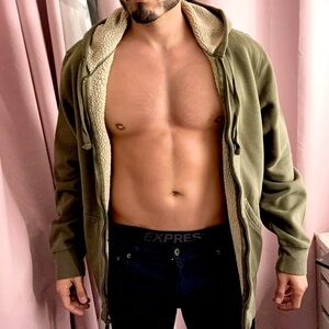 Olive Green Zip-Up Sweater for Men